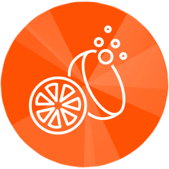 Multivitamin tablets and orange icon